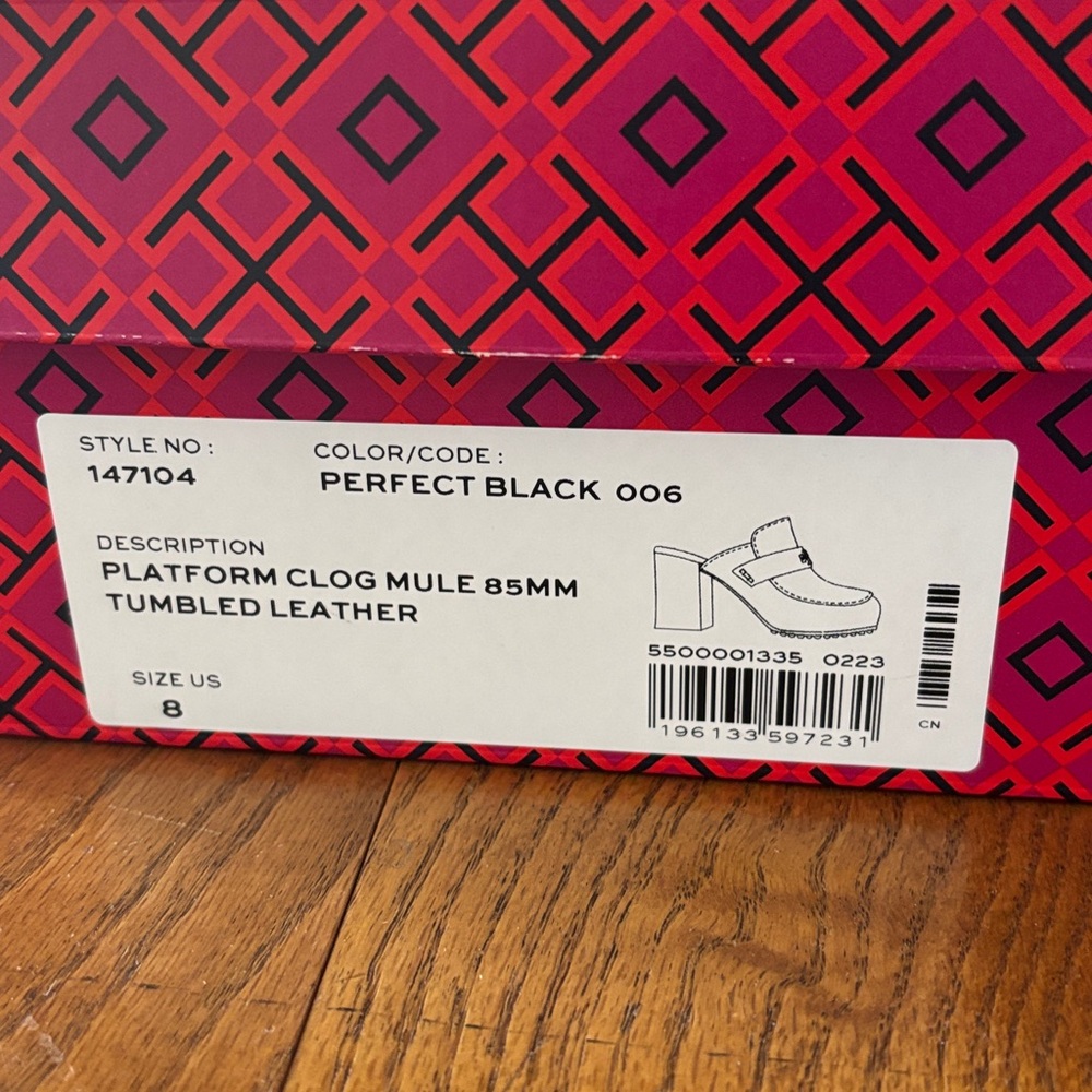 Tory Burch Black Leather Clogs with Gold Accent - Picture 5 of 5